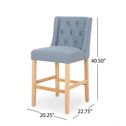 Vienna - Contemporary Fabric Tufted & Wingback Counter Stools (Set of 2) Noble House
