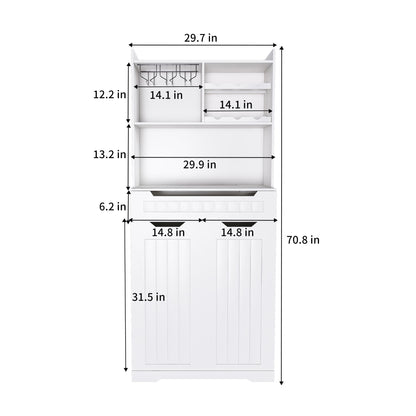 Modern Farmhouse Buffet Cabinet With Hutch Kitchen Storage Sideboard With Drawers & Barn Doors - White Home Essentials