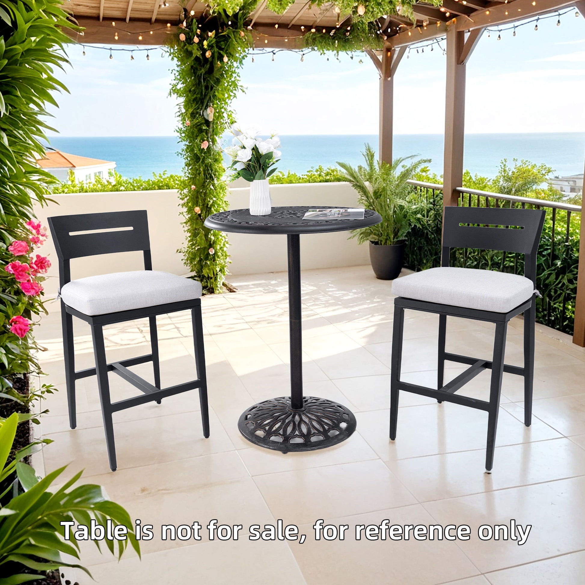 Modern Outdoor Bar Stools With Backrest And Footrest (Set of 2) Life Outside