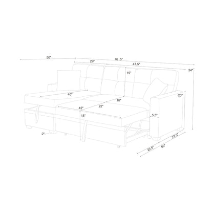 Upholstered Sectional With Pull Out Bed And Chaise Storage Home Essentials
