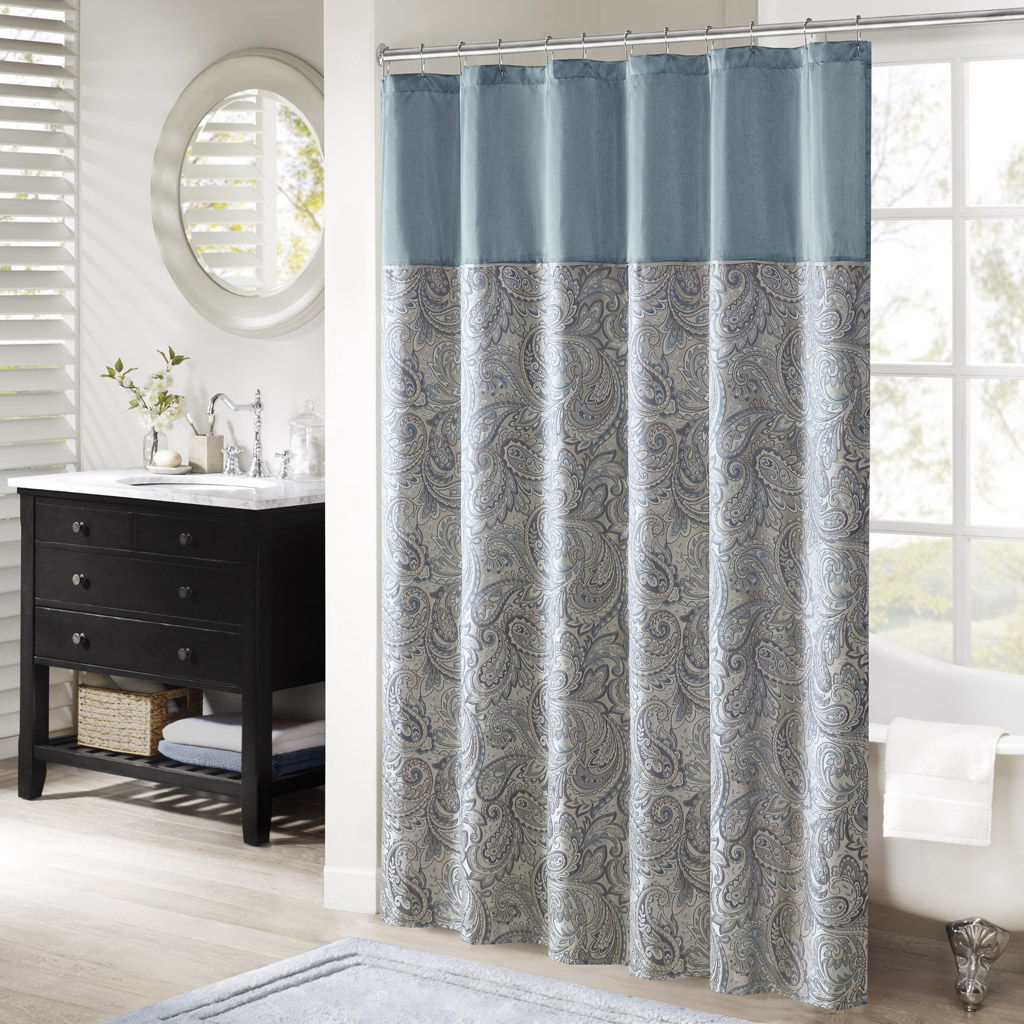 Aubrey - Jacquard Shower Curtain - Teal