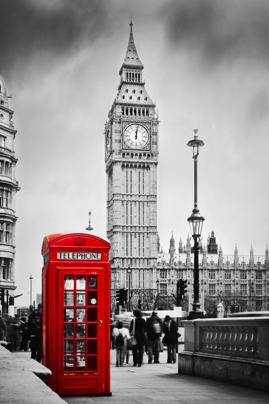 Small - Red Phone Booth - Dark Gray