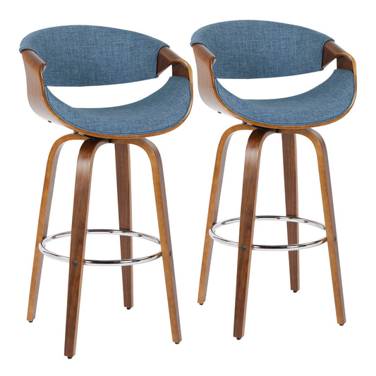 Curvini Mid - Century Modern Fixed Height Barstool With Swivel (Set of 2) Lumi Source