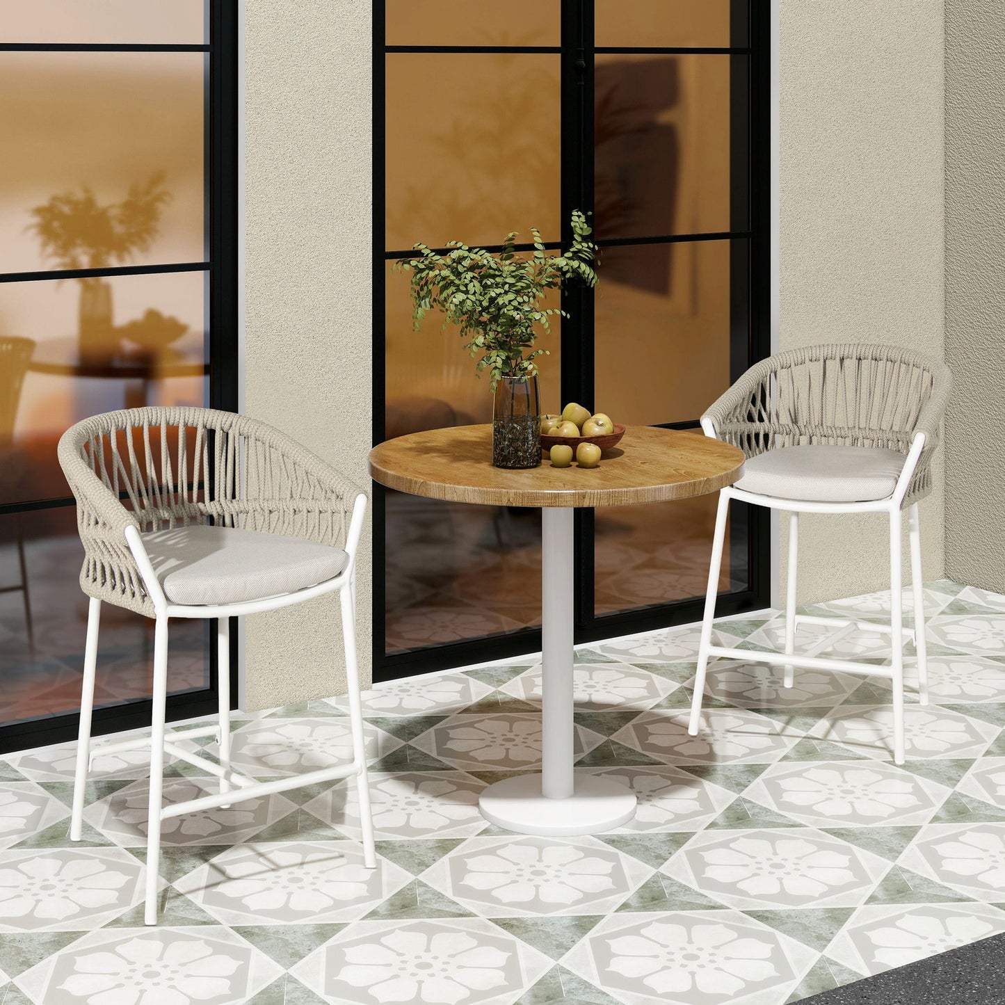 Maiden - Patio Counter Stool Sunproof Olefin (Set of 2) Jennifer Taylor Home