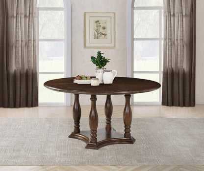 Landon - Round Wood Pedestal Dining Table - Rich Brown Coaster Fine Furniture