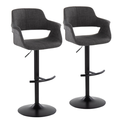 Vintage Flair - Mid Century Modern Adjustable Barstool With Swivel & Rounded T Footrest (Set of 2) Lumi Source