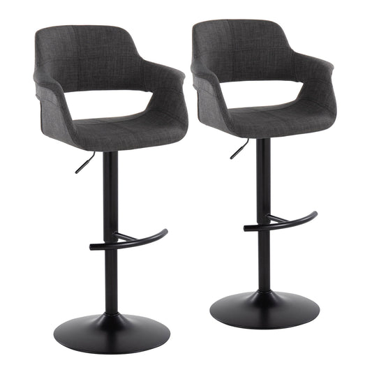 Vintage Flair - Mid Century Modern Adjustable Barstool With Swivel & Rounded T Footrest (Set of 2) Lumi Source