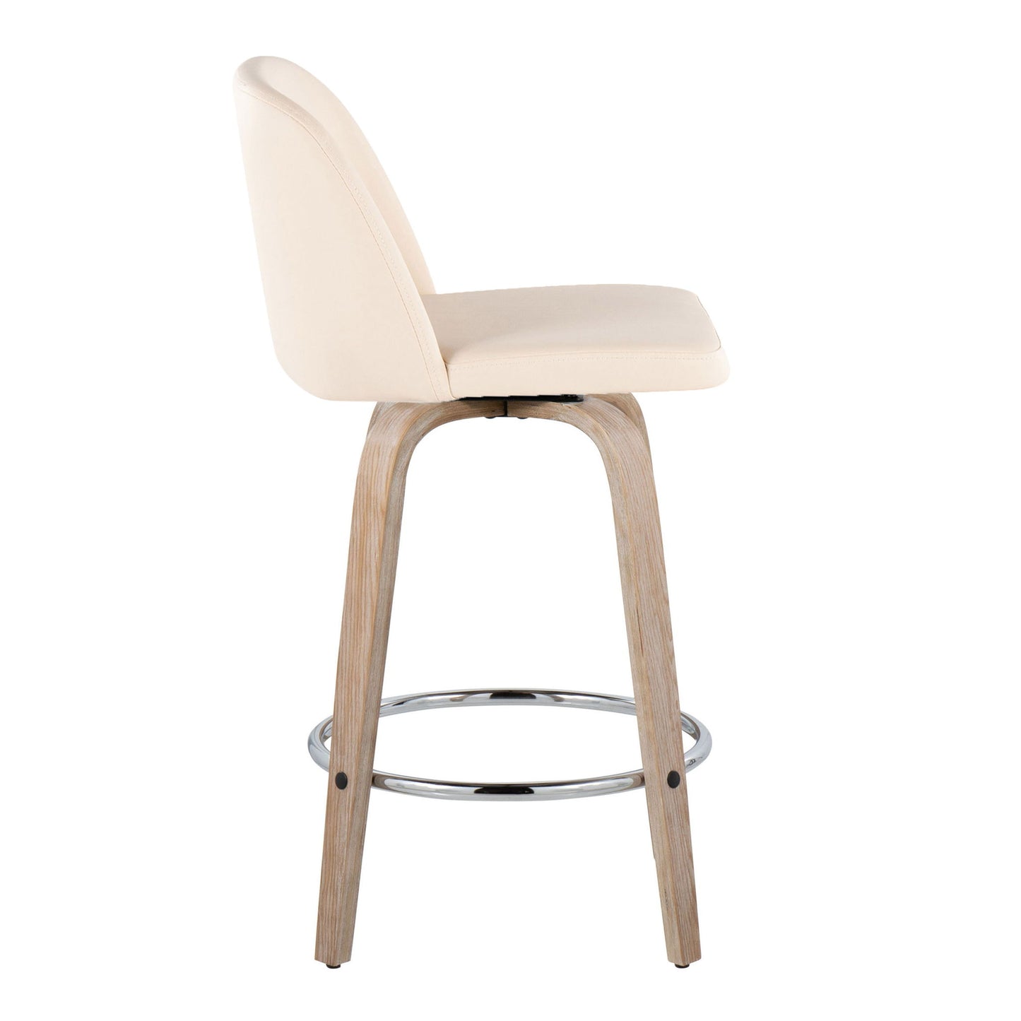 Toriano - Modern Design Fixed Height Counter Stool With Swivel With Round Footrest (Set of 2) Lumi Source