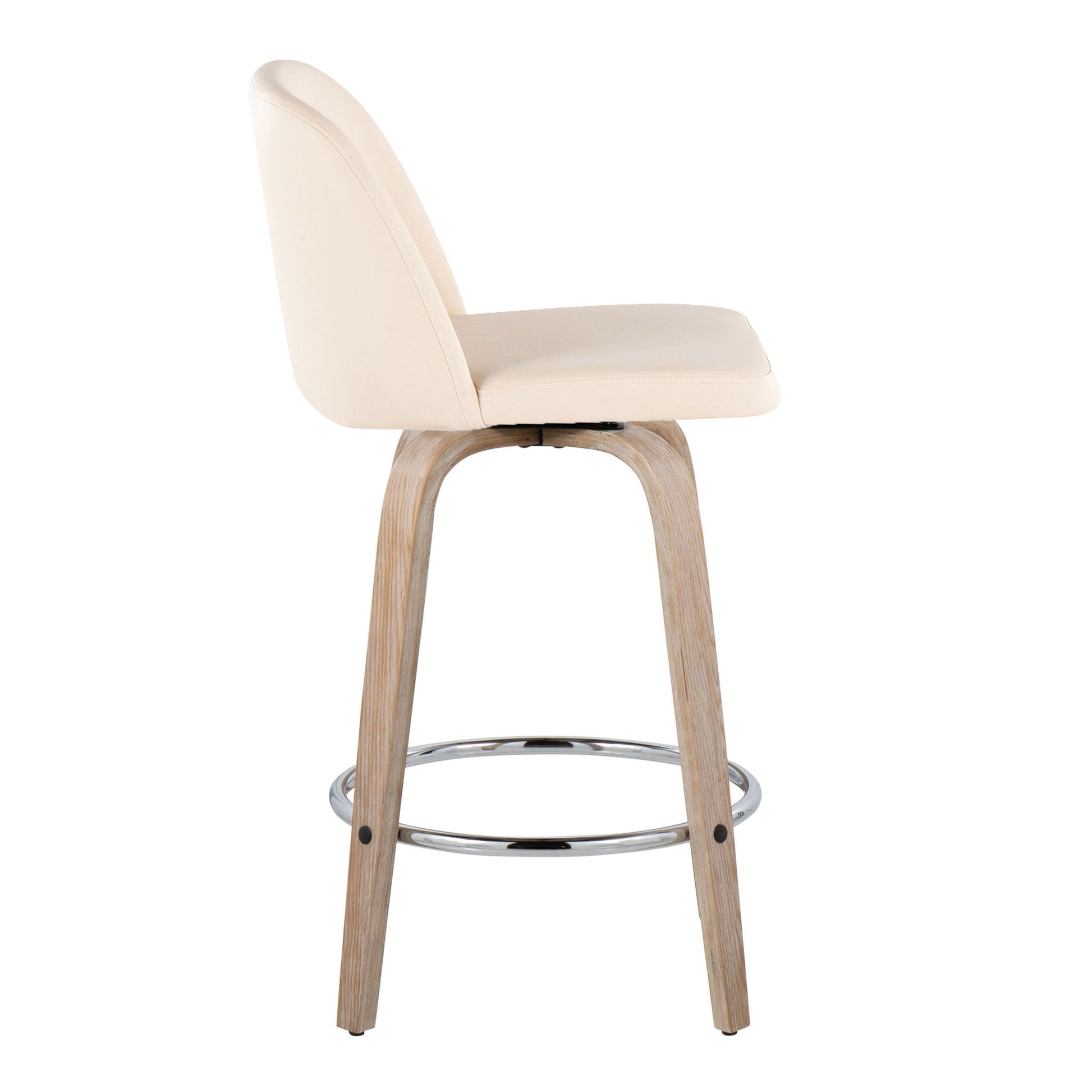 Toriano - Modern Design Fixed Height Counter Stool With Swivel With Round Footrest (Set of 2) Lumi Source