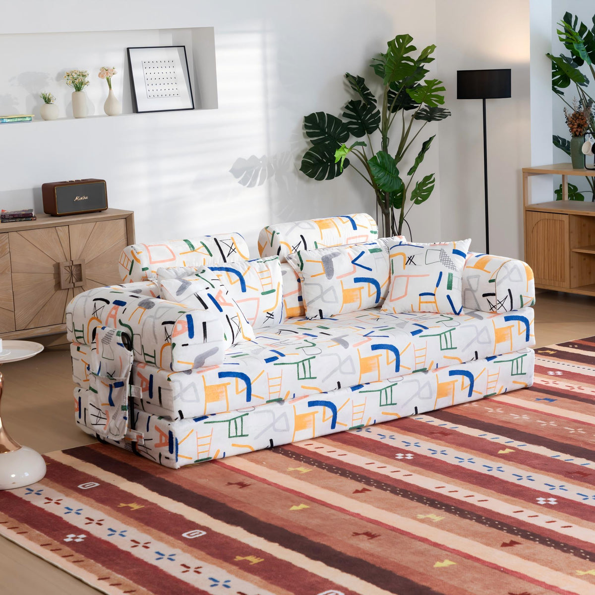 Convertible Sleeper Sofa Bed, Foldable Multi Functional Couch For Living Room - White Home Essentials