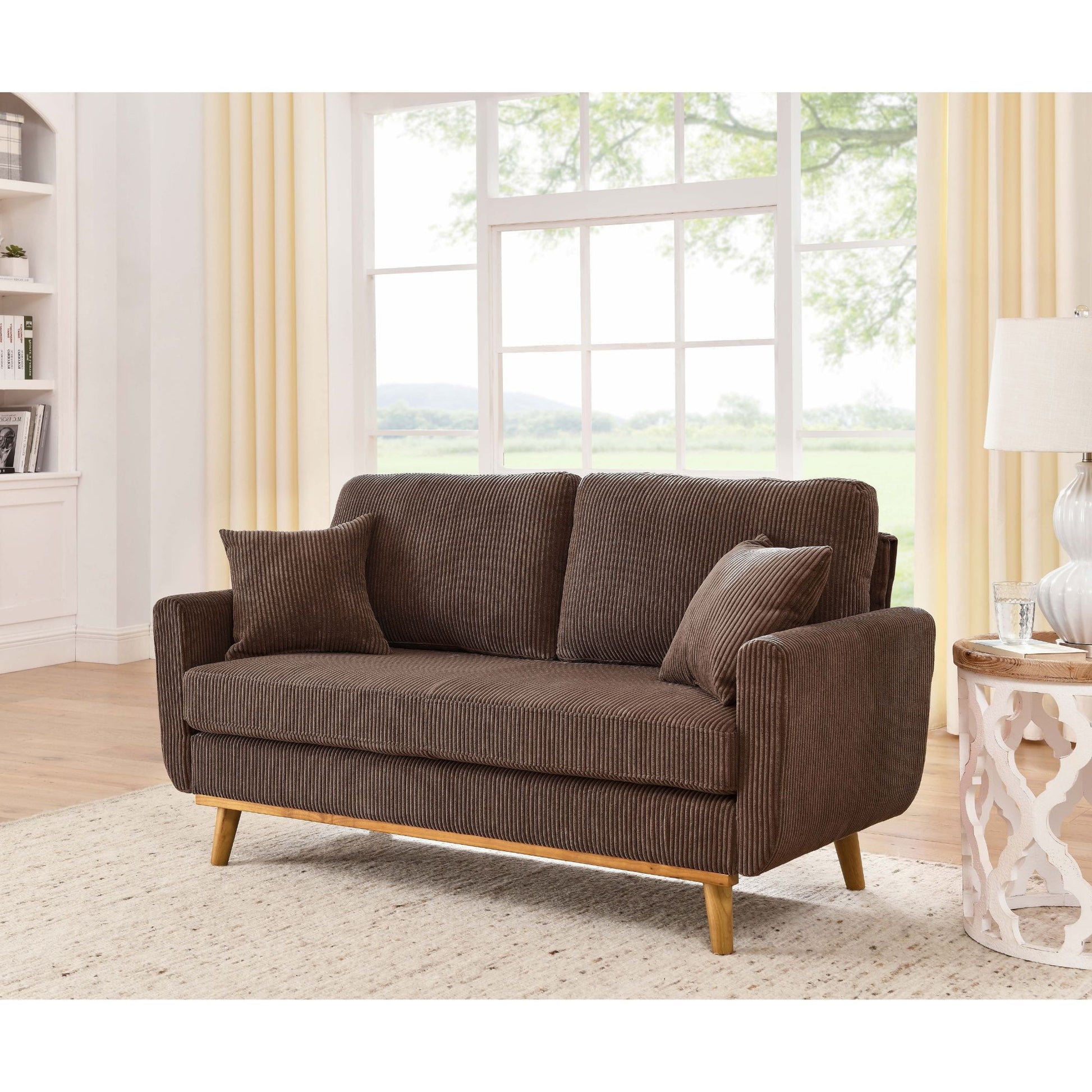 Upholstered Loveseat With Arms And Pillows Home Essentials