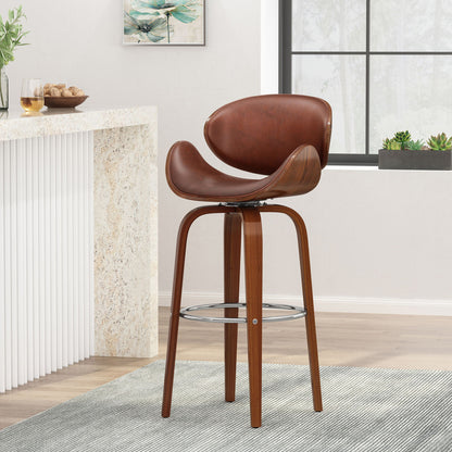 Lumos - Mid Century Modern Upholstered Swivel Barstool Noble House