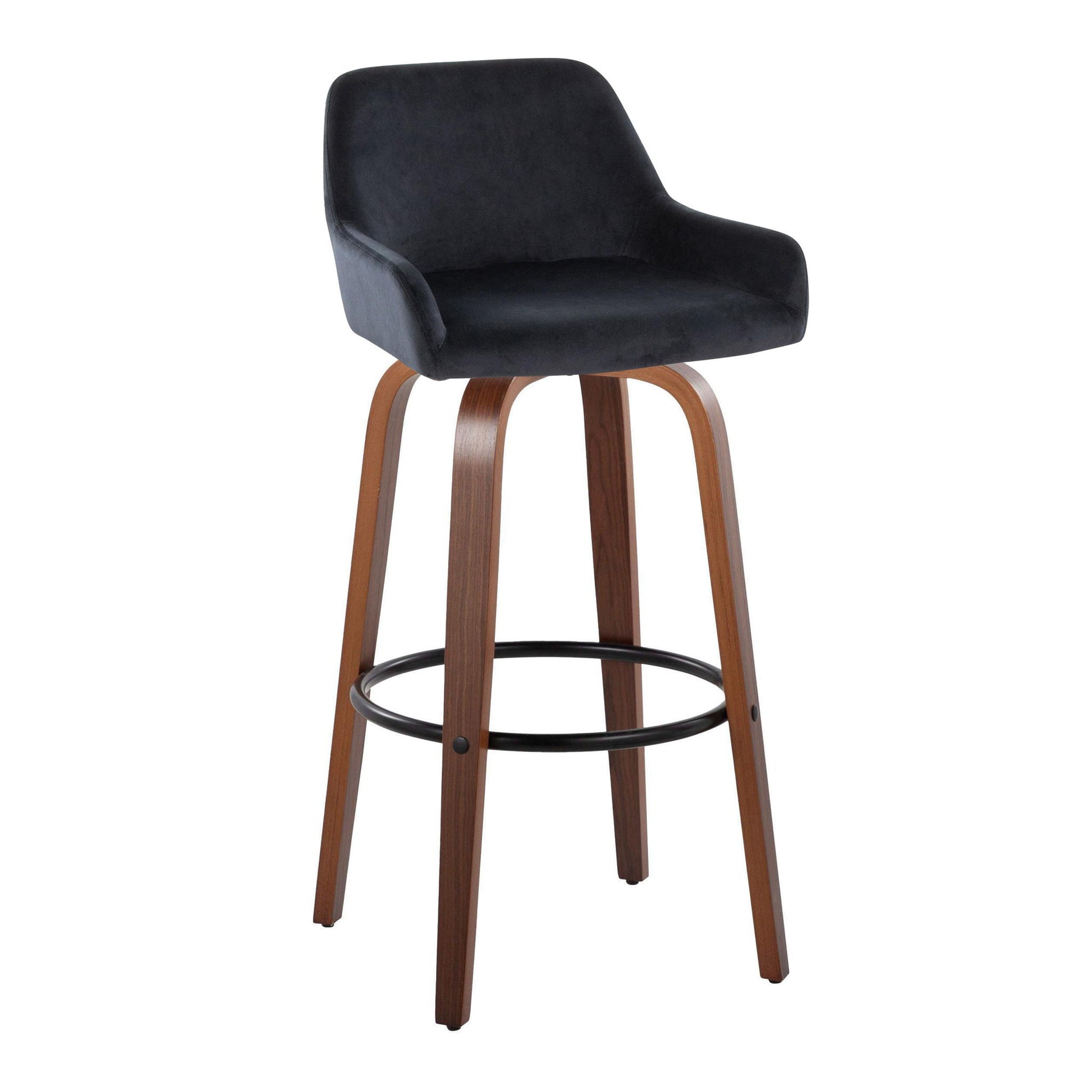 Daniella - Contemporary Fixed Height, Barstool & Swivel And Round Footrest (Set of 2) Lumi Source