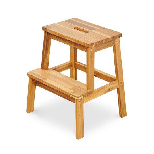 2 Step Stool, Indoor / Outdoor Use - Acacia Wood Home Essentials