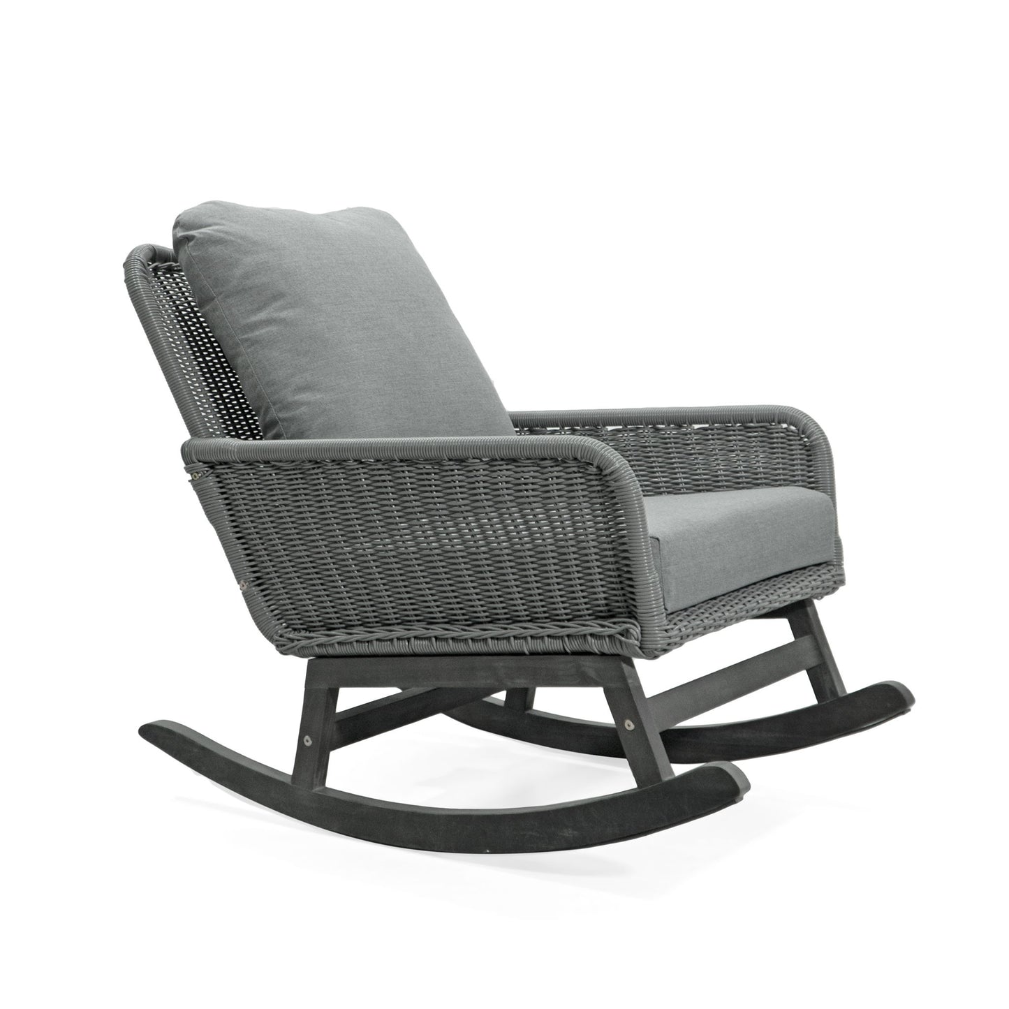 Contemporary Minimalist Wicker Rocking Chair With Soft Cushions Noble House