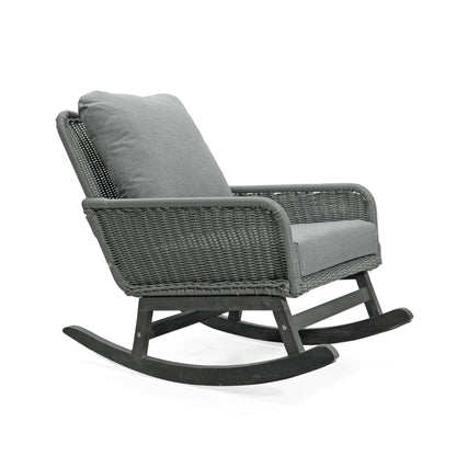 Contemporary Minimalist Wicker Rocking Chair With Soft Cushions Noble House