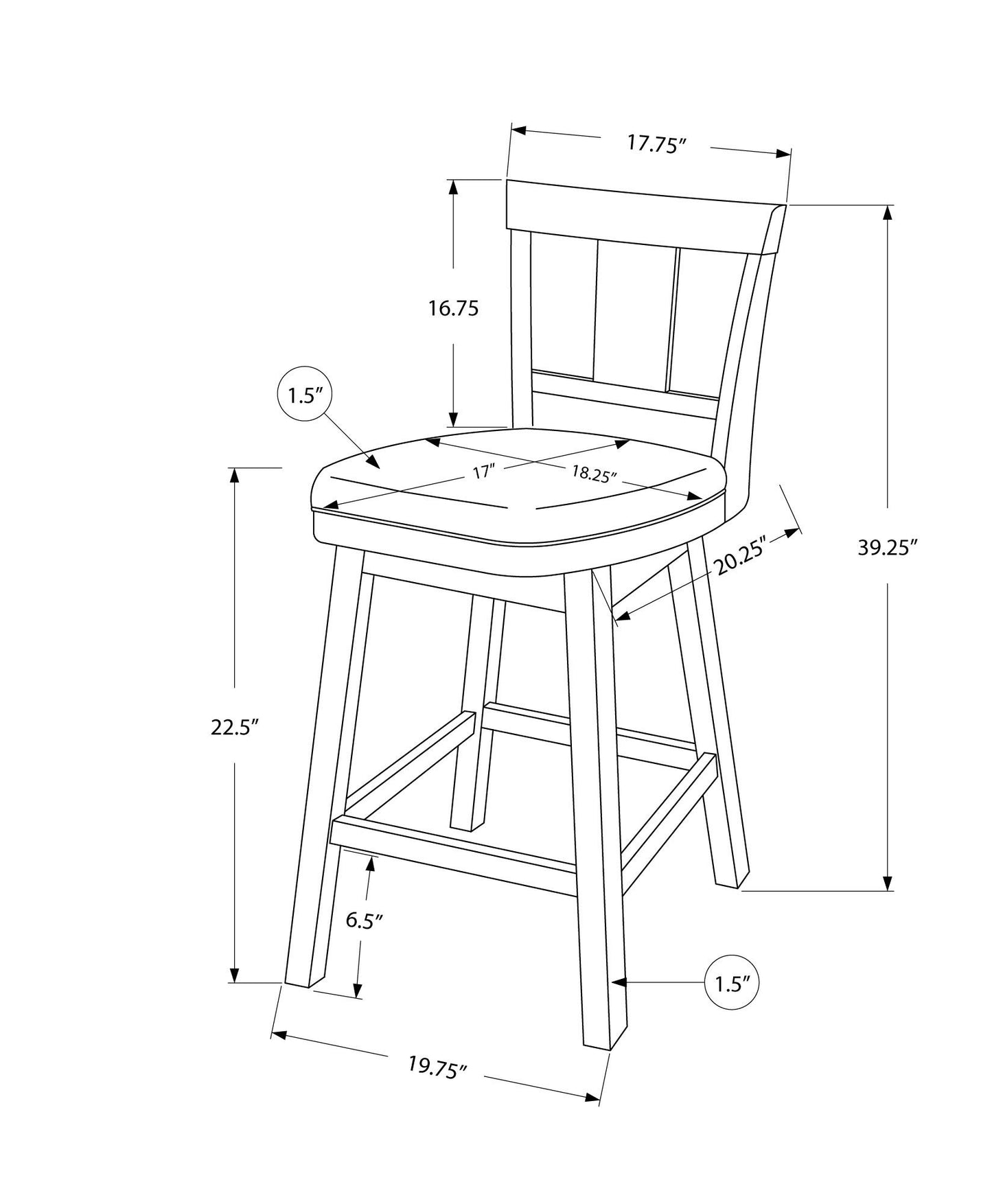 Swivel Bar Stool Counter Height, Transitional (Set of 2) 8th Street