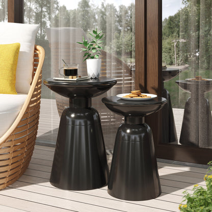 Serenita - Outdoor Side Tables With Flared Design (Set of 2) Noble House