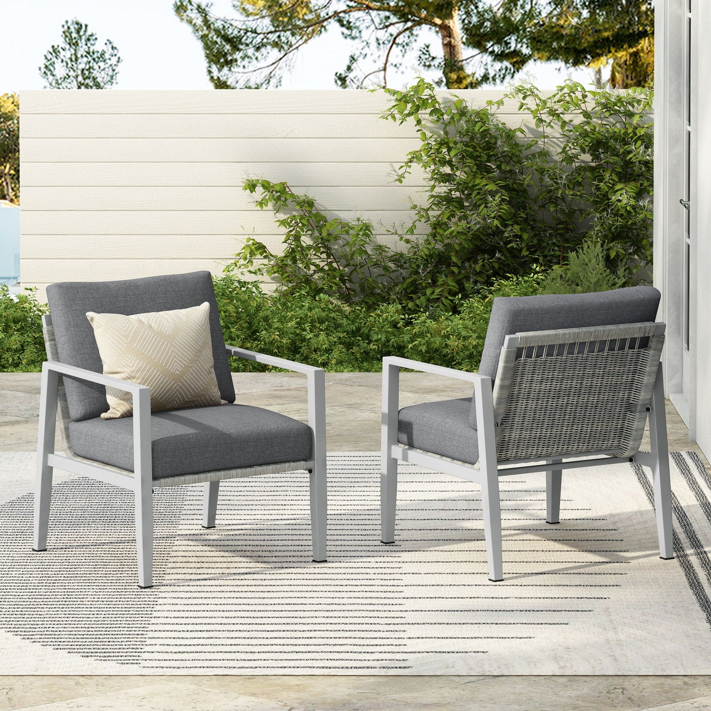 Modern Lounge Chair With Rope Accents And Cushions Noble House