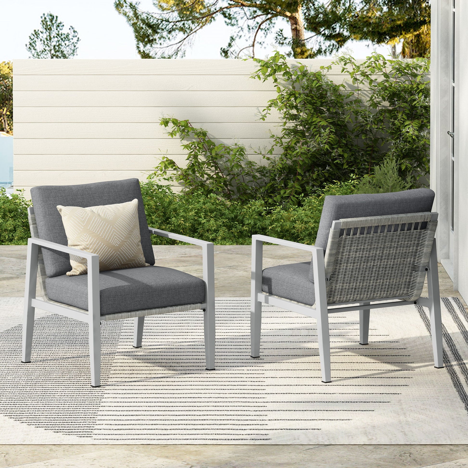 Modern Lounge Chair With Rope Accents And Cushions Noble House
