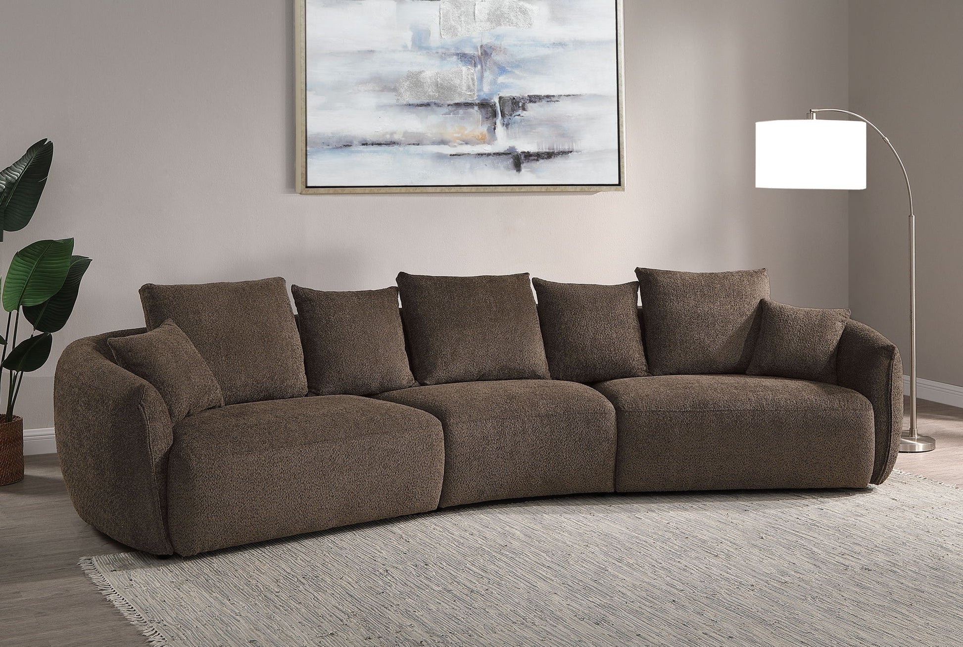 Bash - Anthology Boucle Sofa With Pillows - Brown Acme