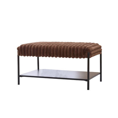 Upholstered Ottoman Coffee Table Foot Rest With Open Storage Home Essentials