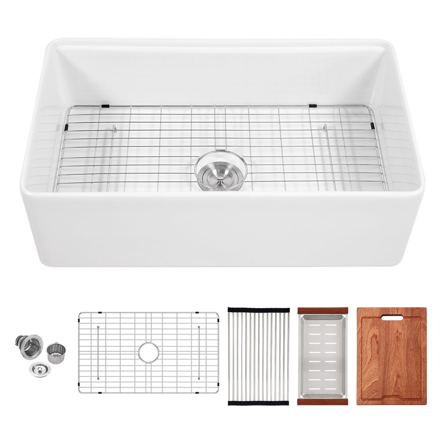 Kitchen Sink Workstation 33" Single Bowl Sink With Work Surface - White Daily Nest