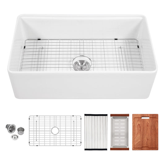 Kitchen Sink Workstation 33" Single Bowl Sink With Work Surface - White Daily Nest