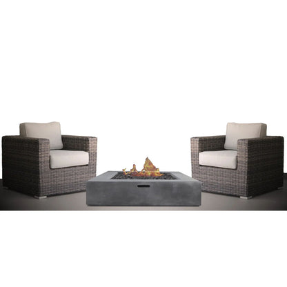 3 Piece Patio Rattan Furniture Set With Cushions Fire Pit - Brown LSI Patio Furniture