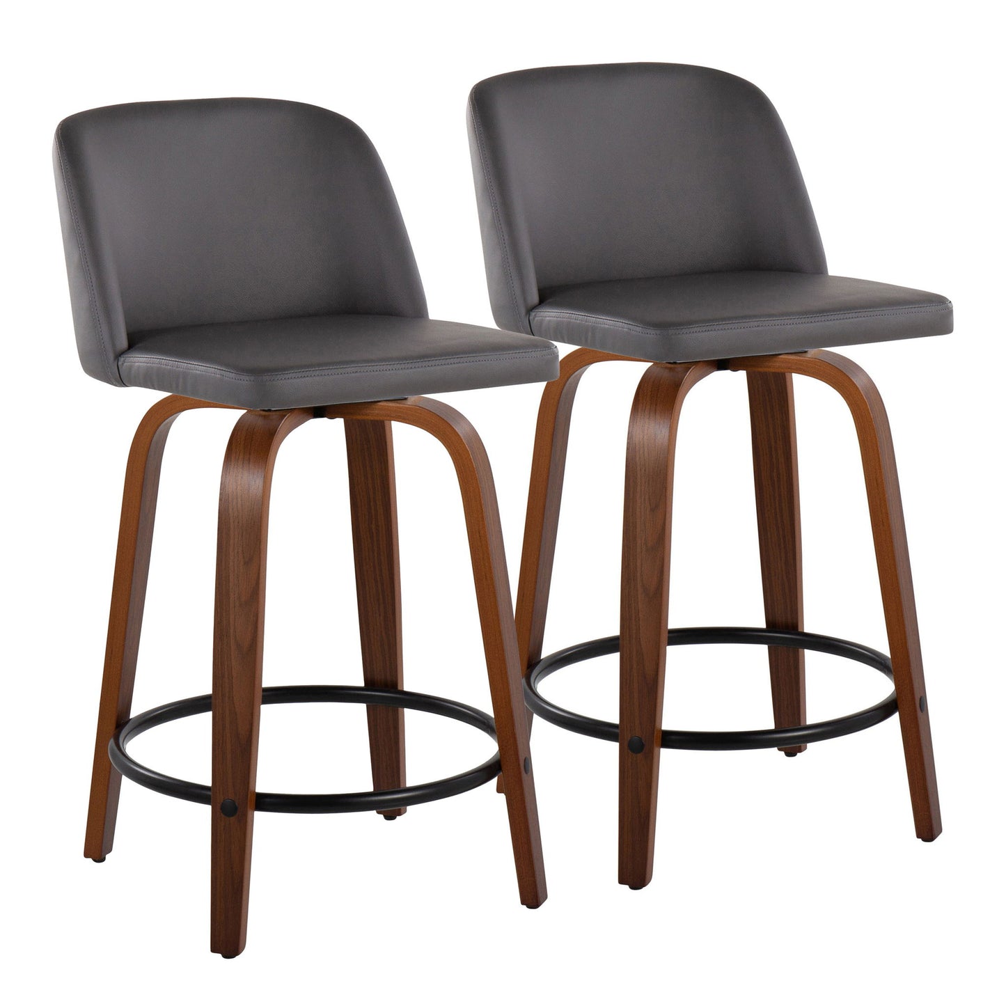 Toriano - Mid Century Modern, Fixed Height Counter Stool & Swivel And Round Footrest (Set of 2) Lumi Source