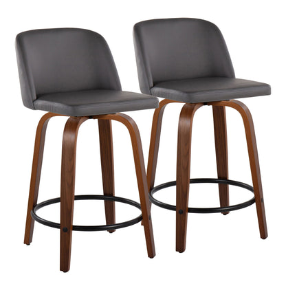 Toriano - Mid Century Modern, Fixed Height Counter Stool & Swivel And Round Footrest (Set of 2) Lumi Source