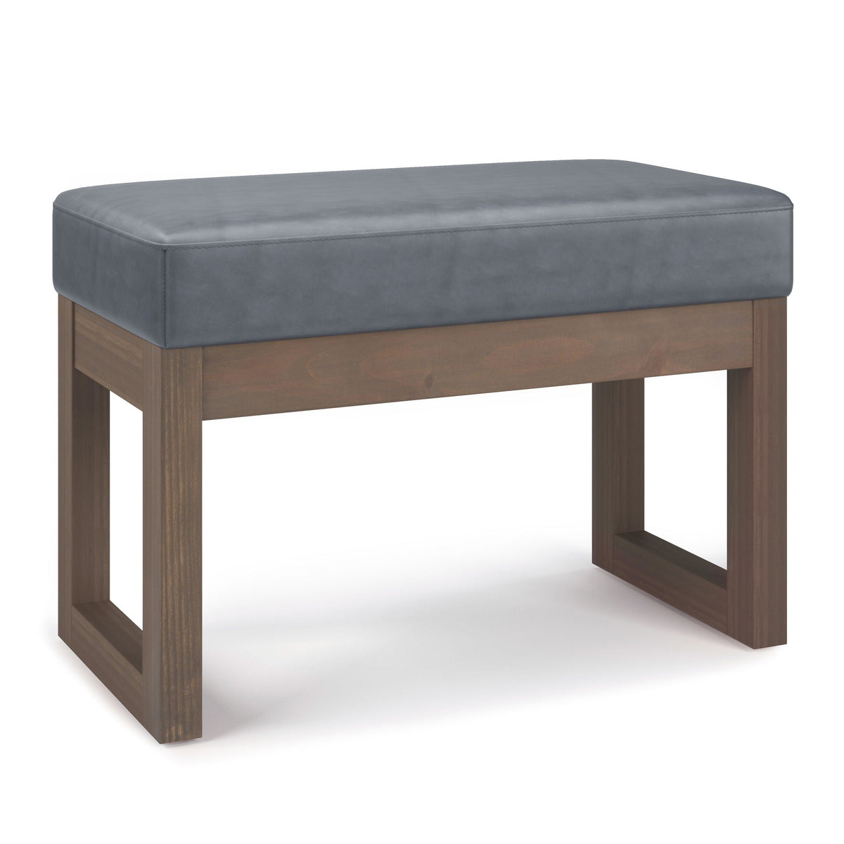 Milltown - Footstool Small Ottoman Bench - Dark Gray - Faux Leather Simpli-Home