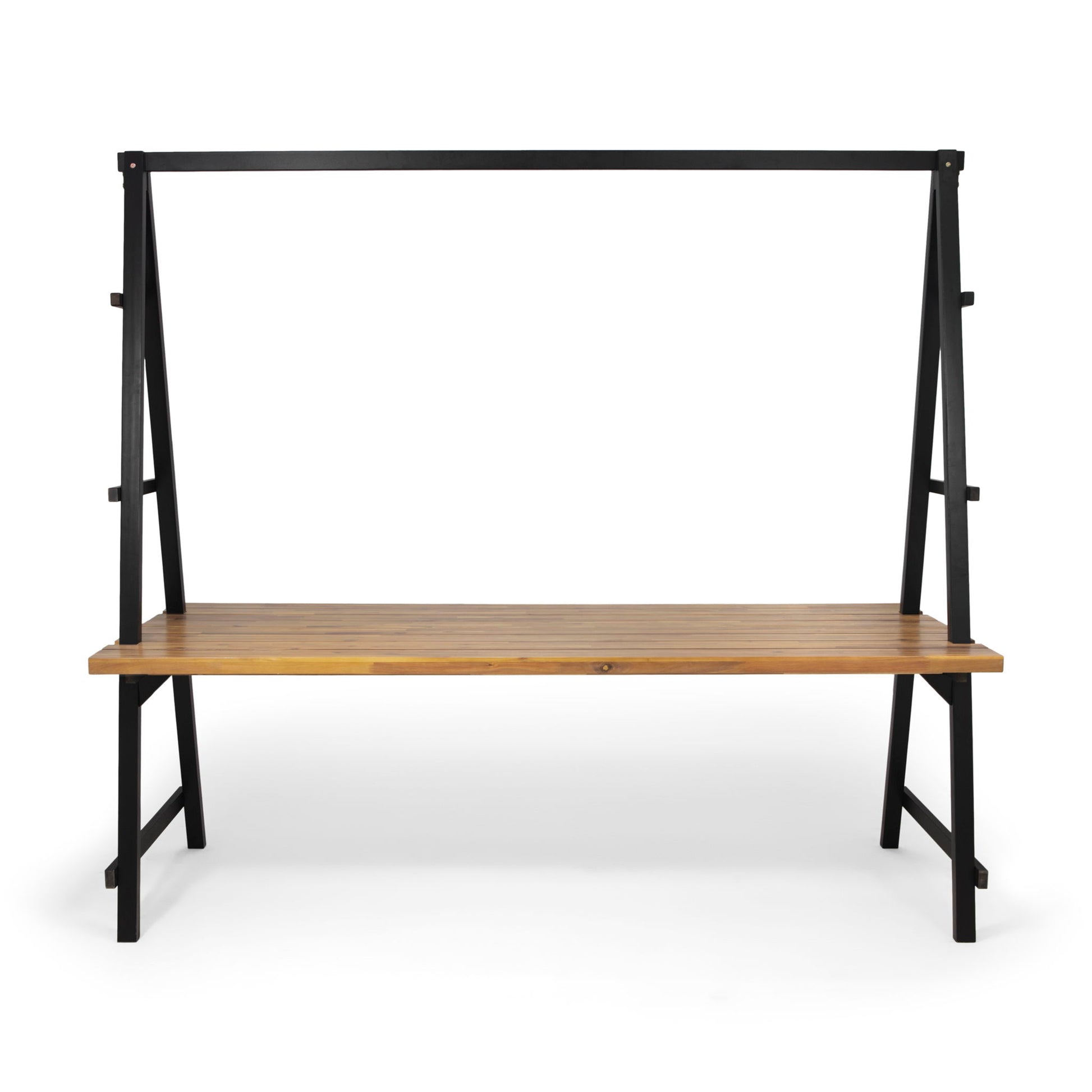 Huckleberry - Acacia Wood Outdoor Dining Table With Plant Hanger - Teak Noble House