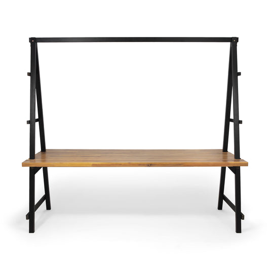 Huckleberry - Acacia Wood Outdoor Dining Table With Plant Hanger - Teak Noble House