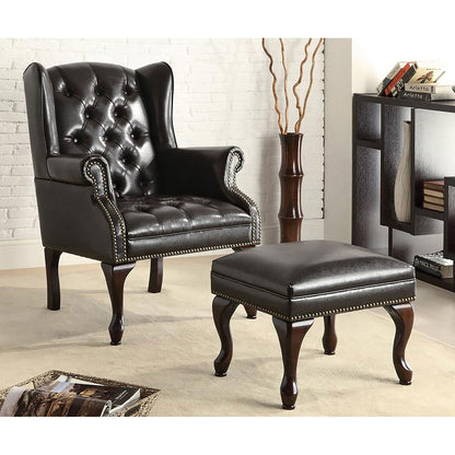 Samantha - Wingback Chair And Ottoman Set - Black Furniture Max