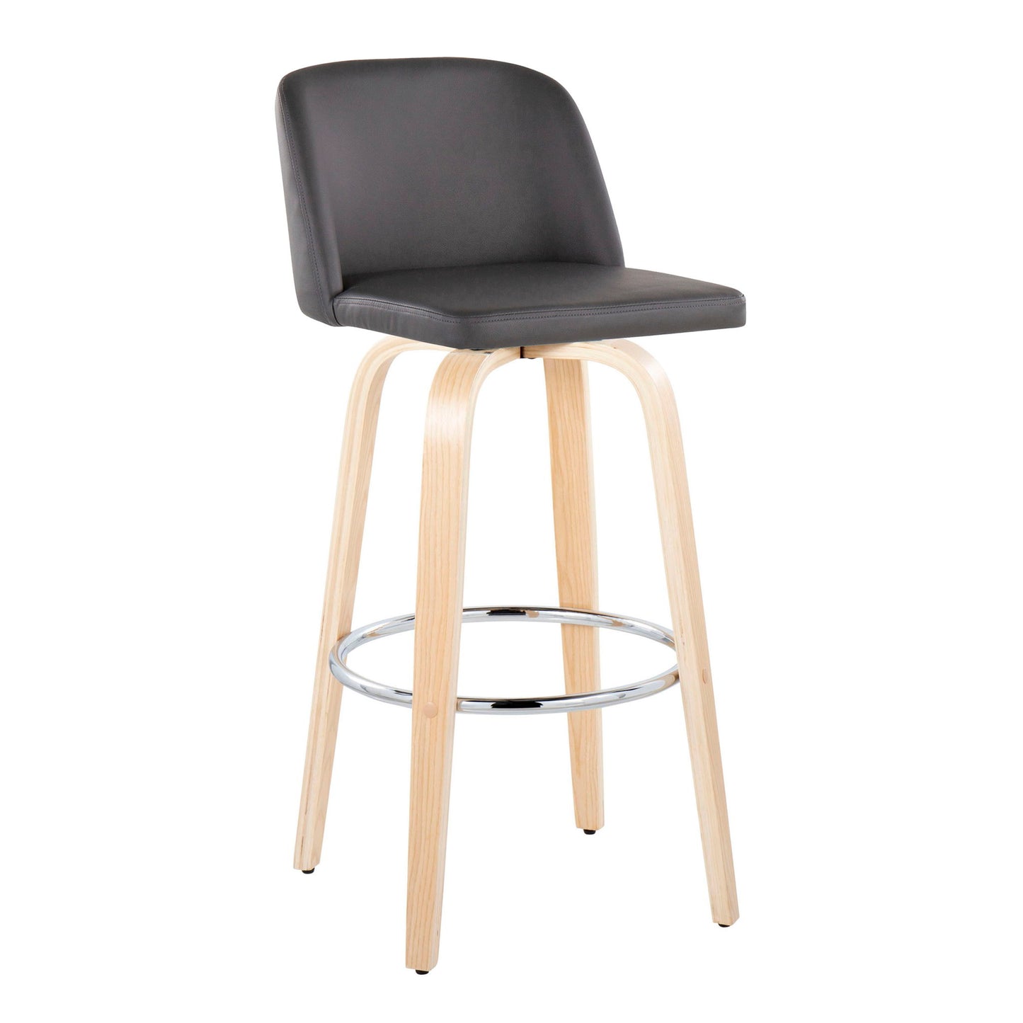 Toriano - Contemporary Fixed Height Barstool & Swivel With Round Footrest (Set of 2) Lumi Source