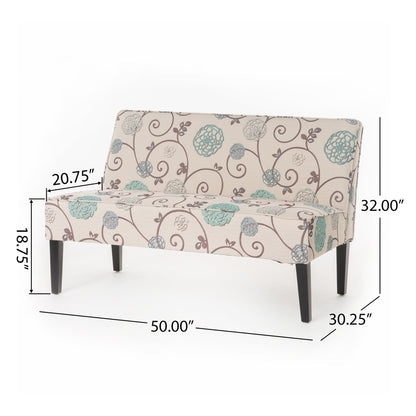 Contemporary Loveseat With Upholstered Fabric And Birch Wood Legs Noble House