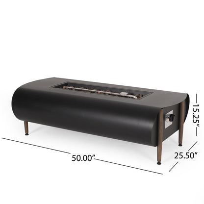 Vernon - Rectangle Fire Pit 50, 000 Btu - Dark Gray Noble House