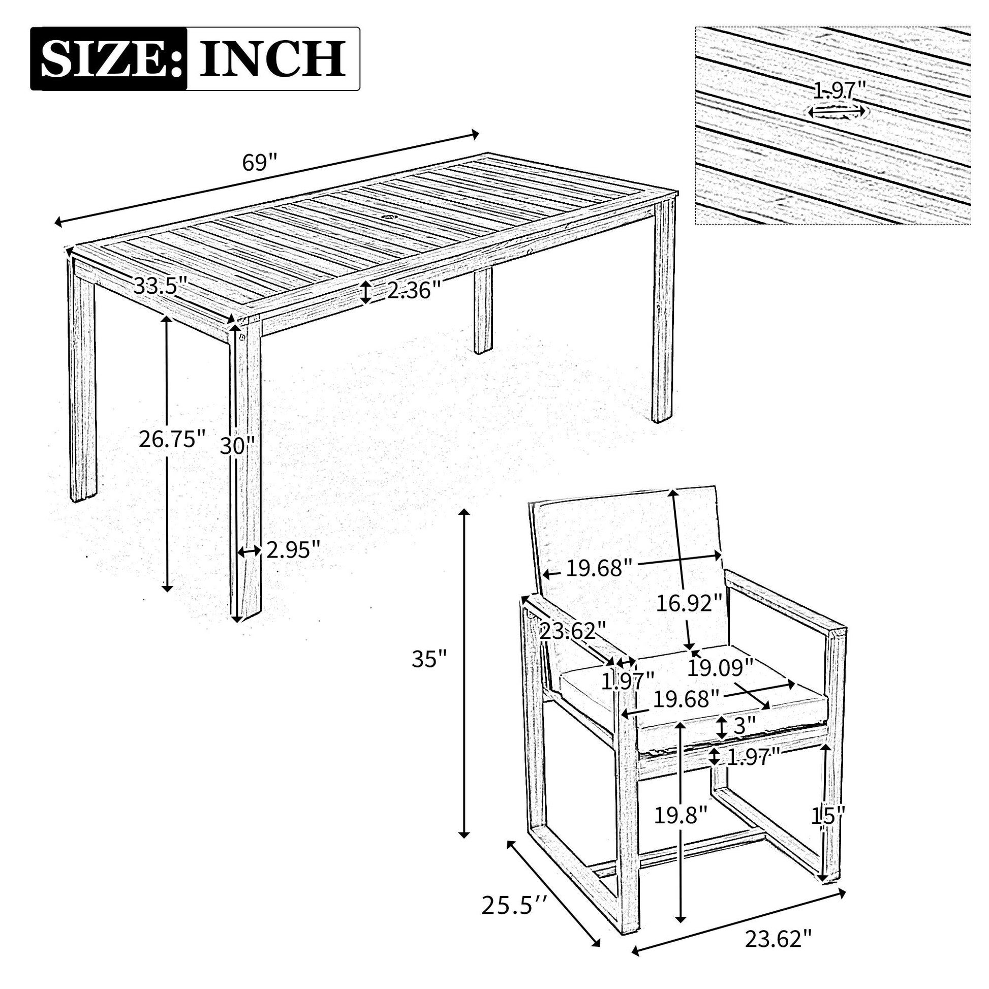 Patio Dining Set Outdoor Dining Table And Chair Set With And Removable Cushions For Patio Hearth and Haven