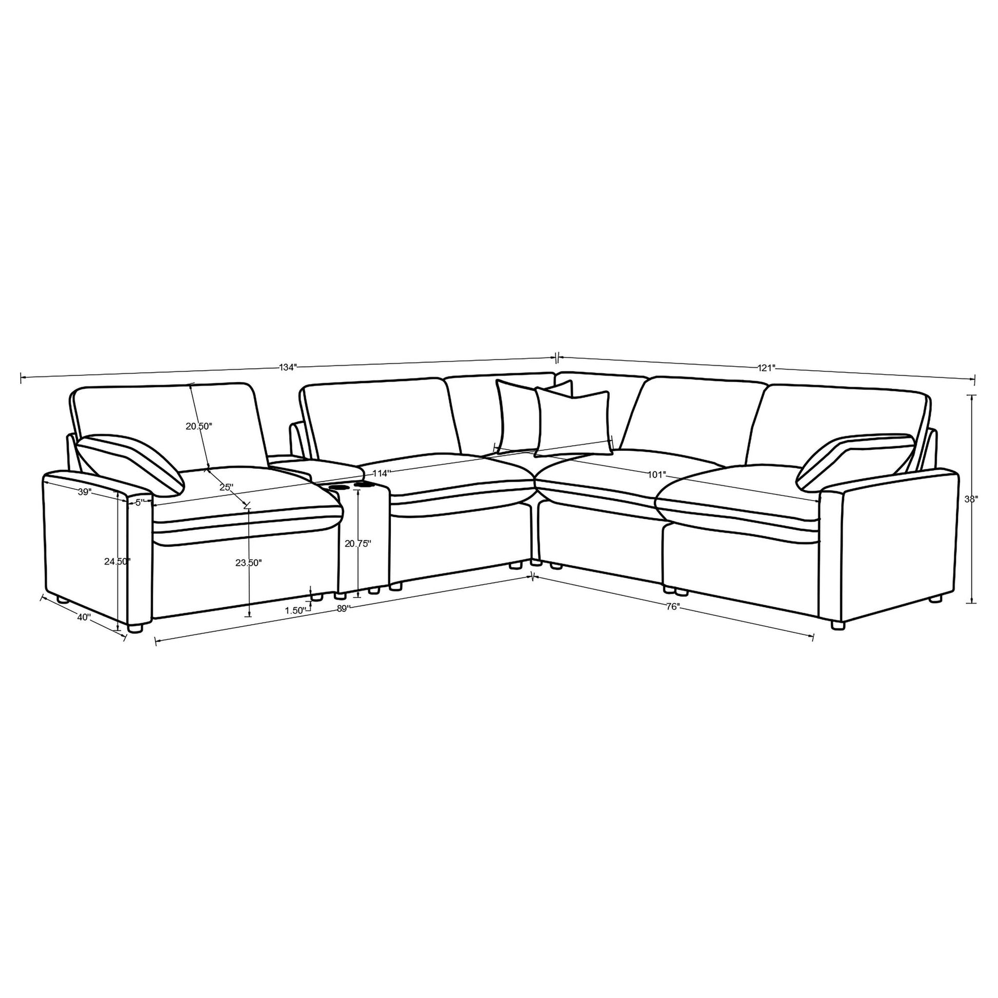 Hollander - 6 Piece Modular Power Reclining Sectional - Dark Gray Furniture Max