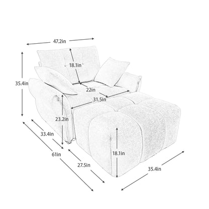 Ergonomic Single Seater Sofa With Ottoman, High Resilience Support Cushions Home Essentials
