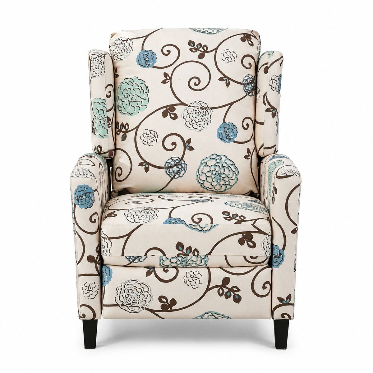 Wingback Recliner Chair With Padded Arms - Beige Home Essentials