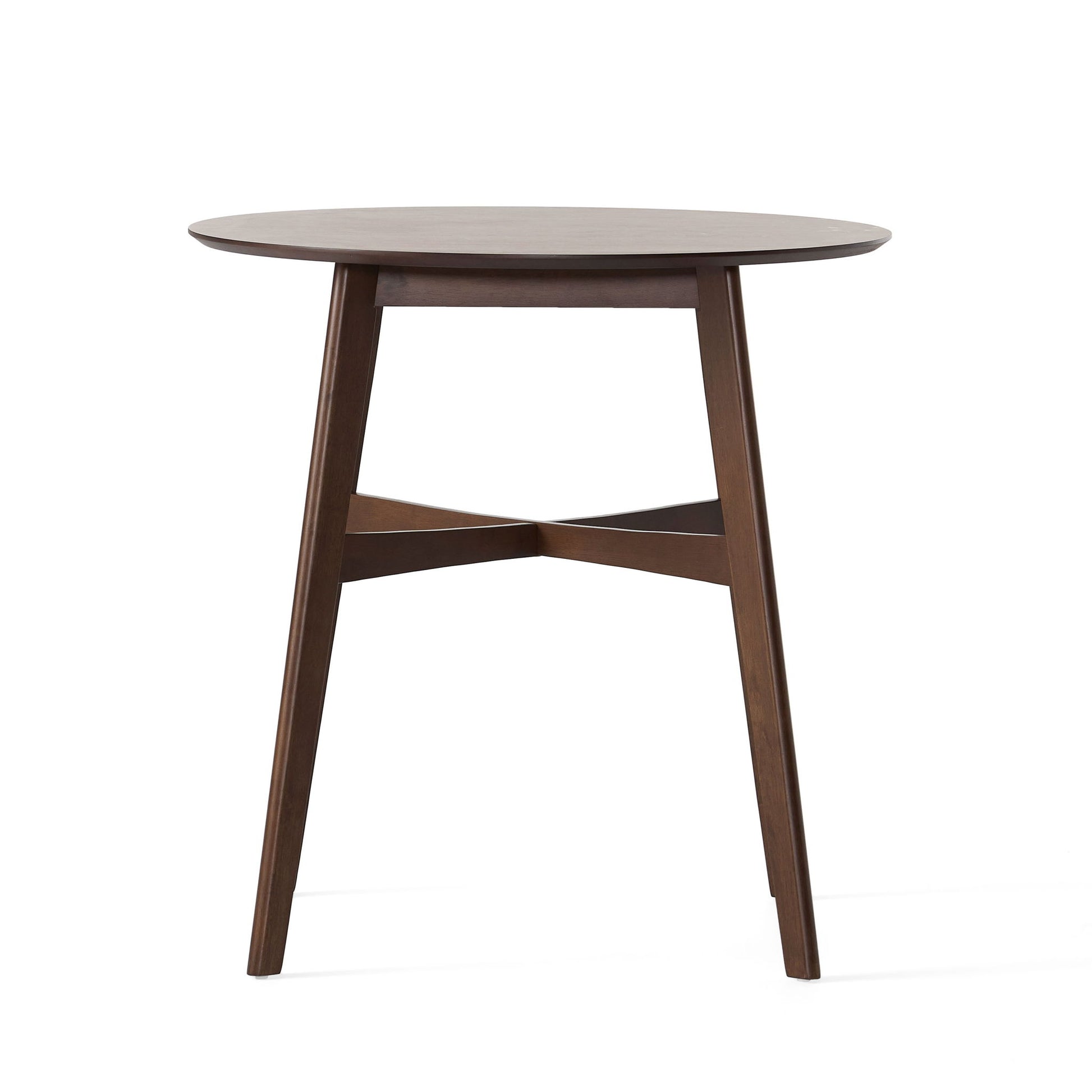 Round Counter Height Dining Table With Thick Rubberwood Legs And Support Beams - Walnut Noble House