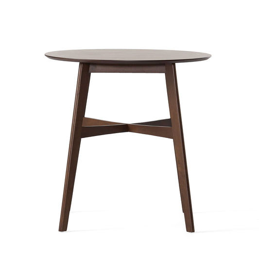 Round Counter Height Dining Table With Thick Rubberwood Legs And Support Beams - Walnut Noble House