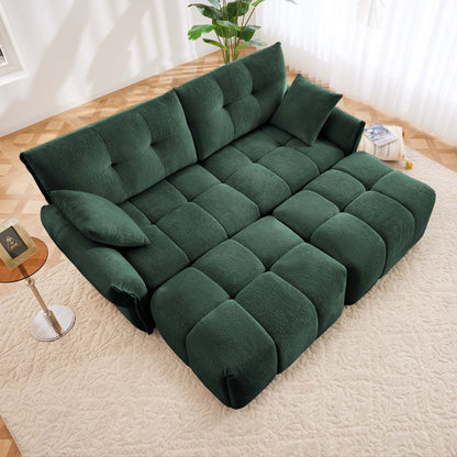 Sofa Set With Ottoman And Pillows, Textured, High Resilience Cushions Home Essentials