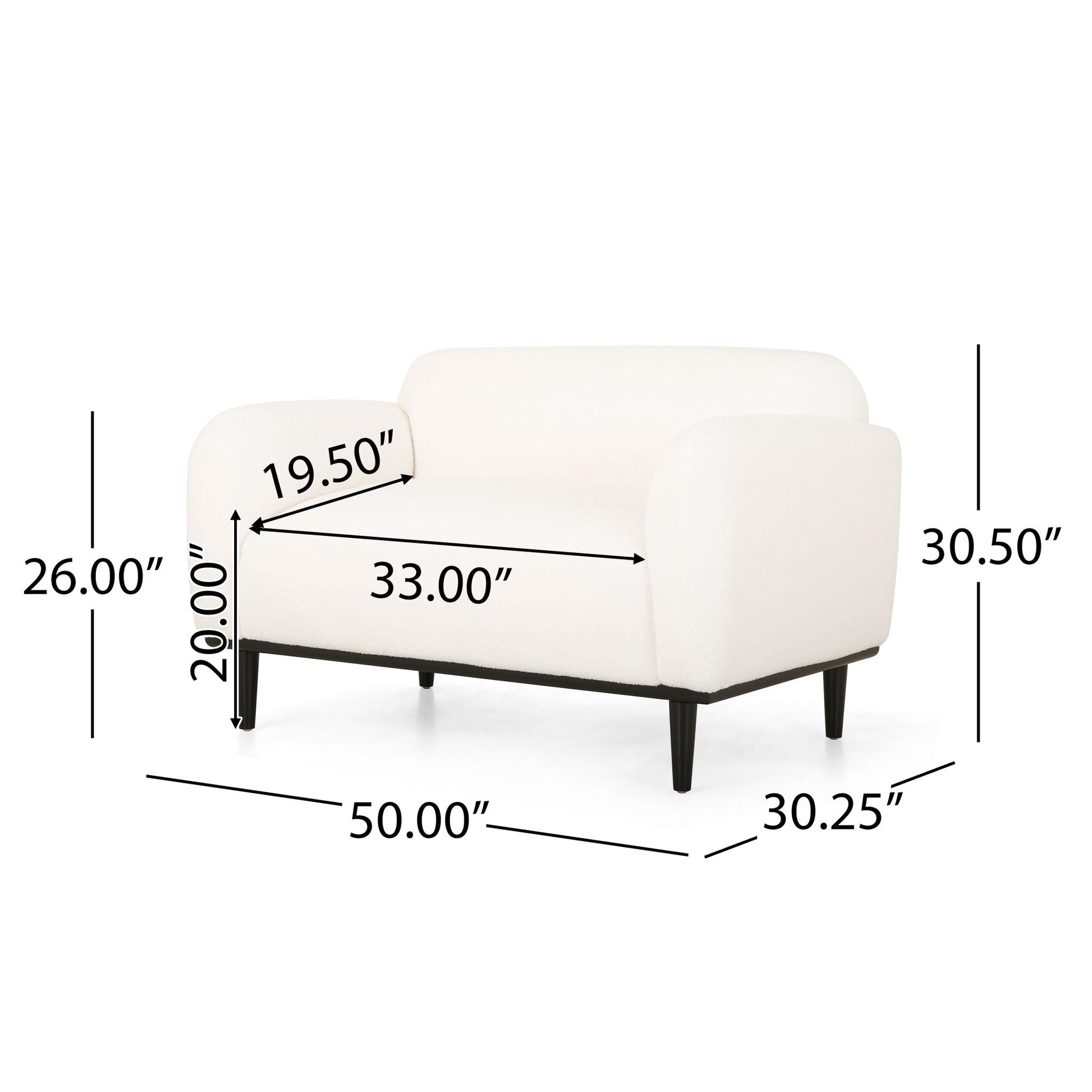 Sway - Upholstered Loveseat With Wood Legs And Round Arms Noble House
