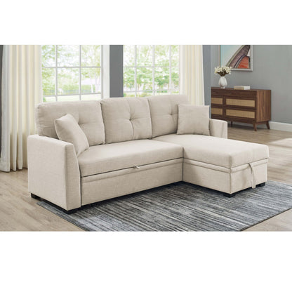 Upholstered Sectional & Pull Out Bed And Chaise Storage - Almond Home Essentials