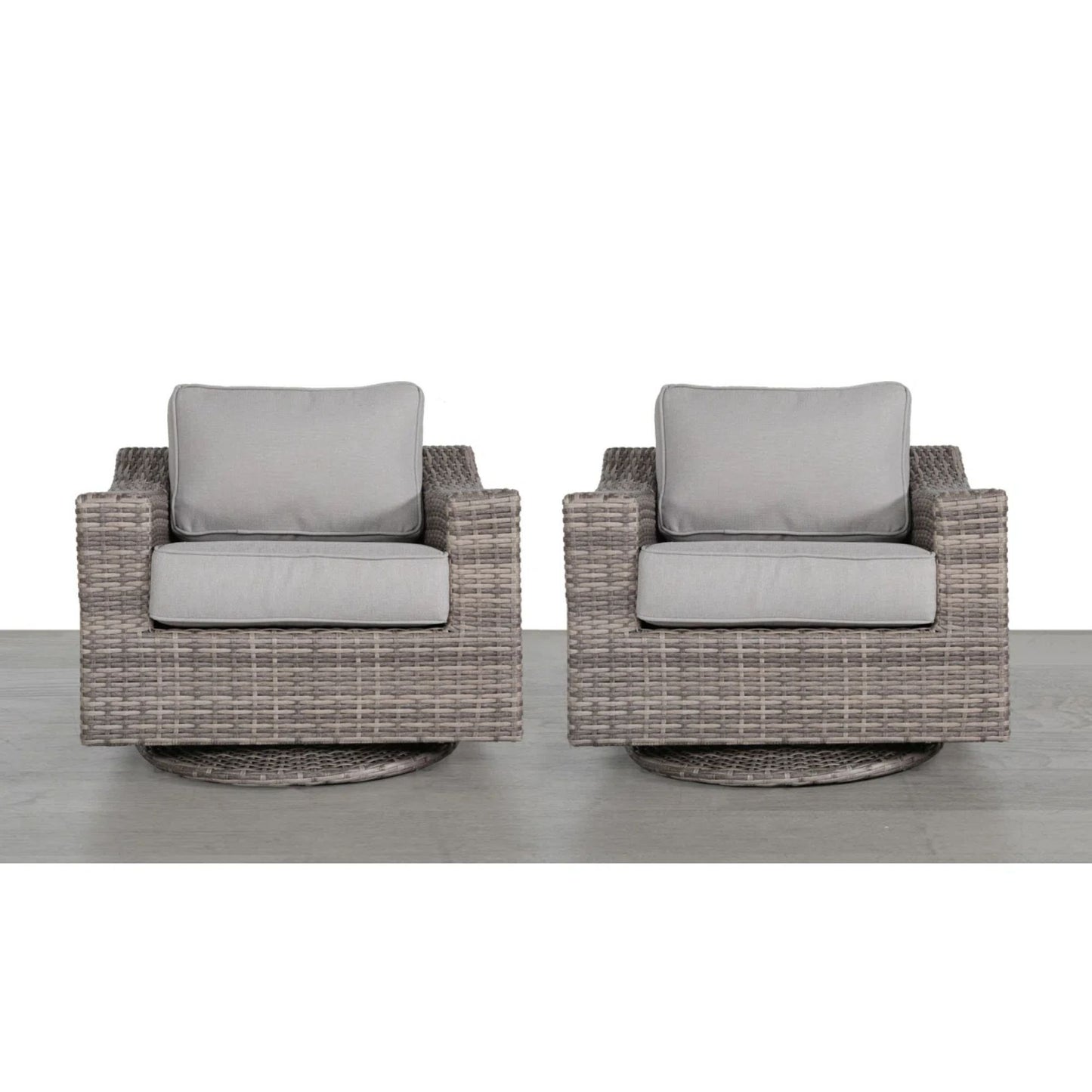 Elegant Swivel Patio Chair With Luxurious Cushions Perfect For Outdoor Relaxation (Set of 2) - Gray Mix LSI Patio Furniture