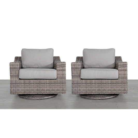 Elegant Swivel Patio Chair With Luxurious Cushions Perfect For Outdoor Relaxation (Set of 2) - Gray Mix LSI Patio Furniture