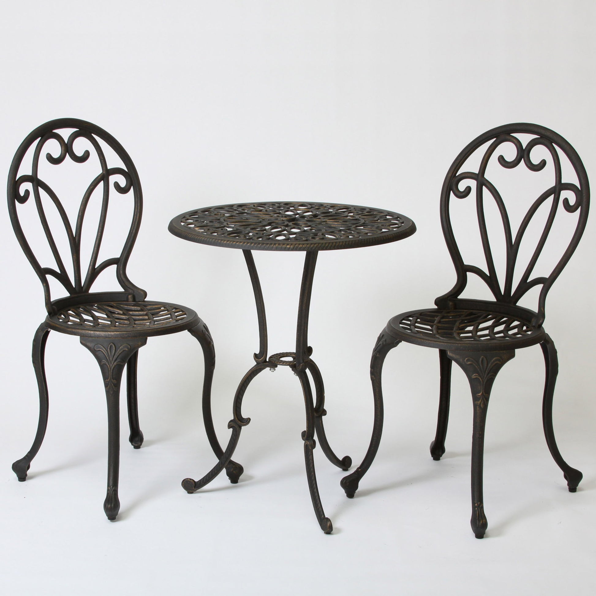 Thomas - 3 Pieces Cast Bistro Set - Black / Gold Noble House